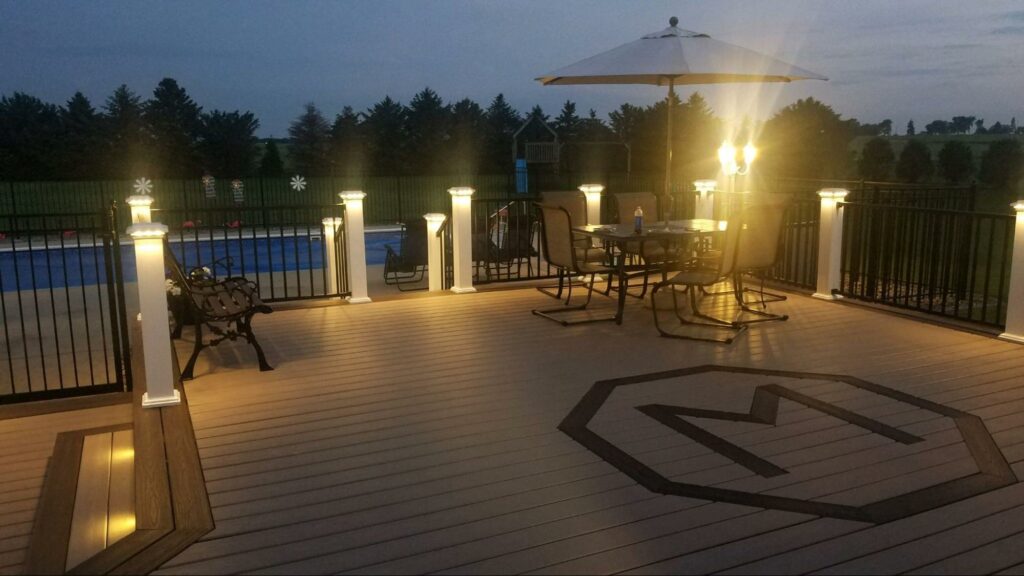 outdoor deck with lighting